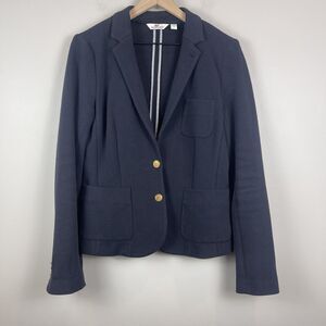 Vineyard Vines Women Knit Blazer Sz 8 Navy Blue Nautical Preppy Varsity Academia